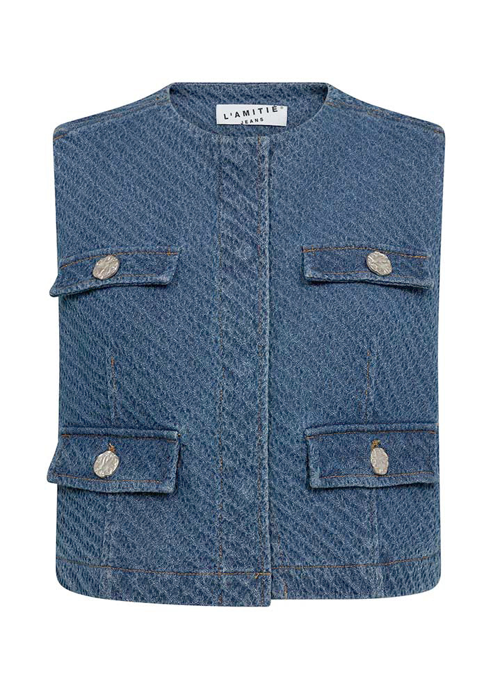 Haute L'amitié Bulky Denim Vest - Denim Blue