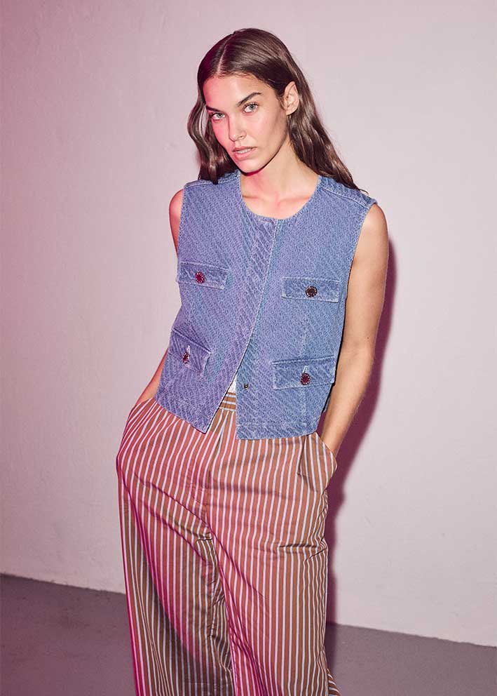 Haute L'amitié Bulky Denim Vest - Denim Blue