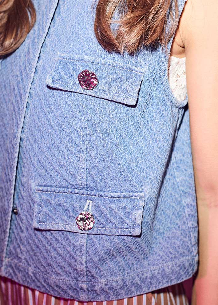 Haute L'amitié Bulky Denim Vest - Denim Blue