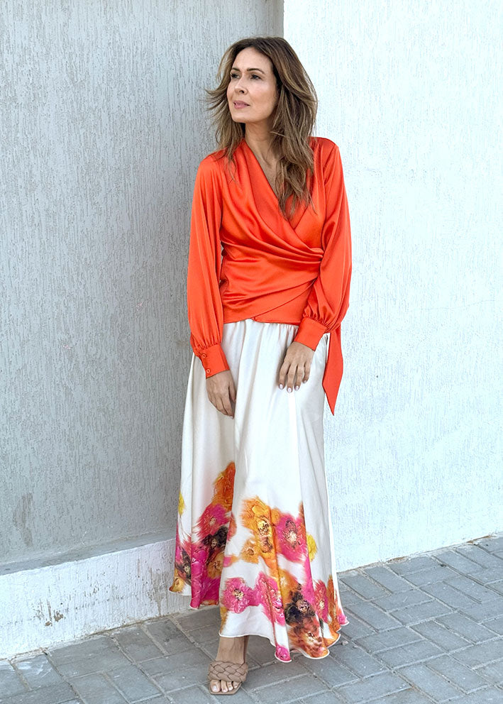 Karmamia Ines Blouse - Slå-om-bluse - Semi Rich Orange