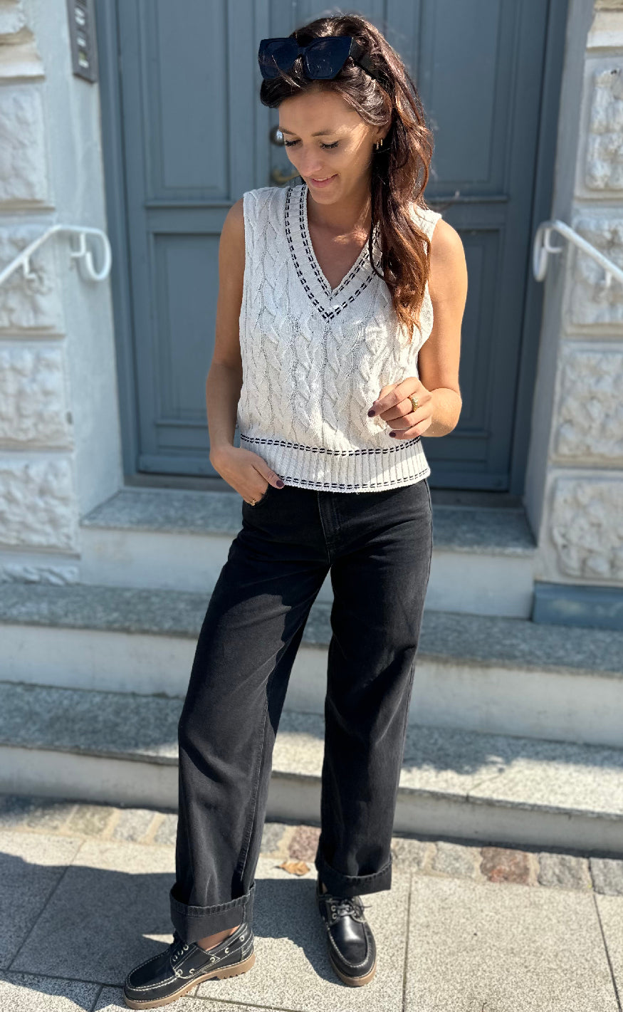 Noella Vest- Gio Knit - Ivory Rabat
