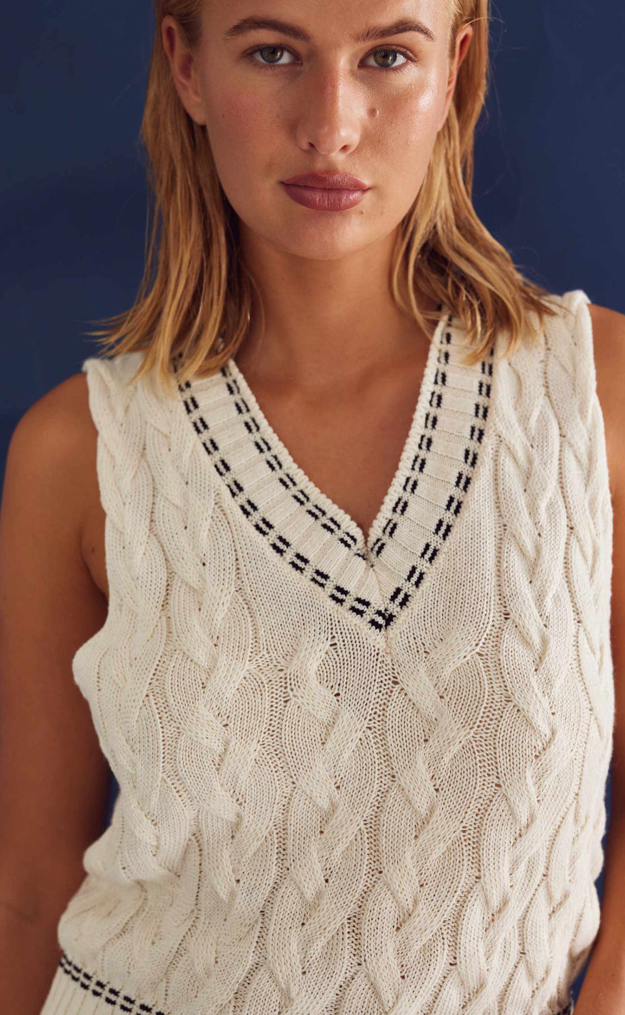 Noella Vest- Gio Knit - Ivory Rabat