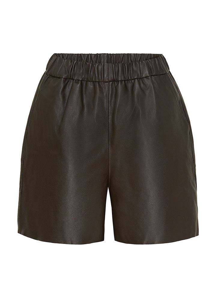 Notyz Leather Shorts 11193 Skindshorts - Dark Chocolate Brown Online nu