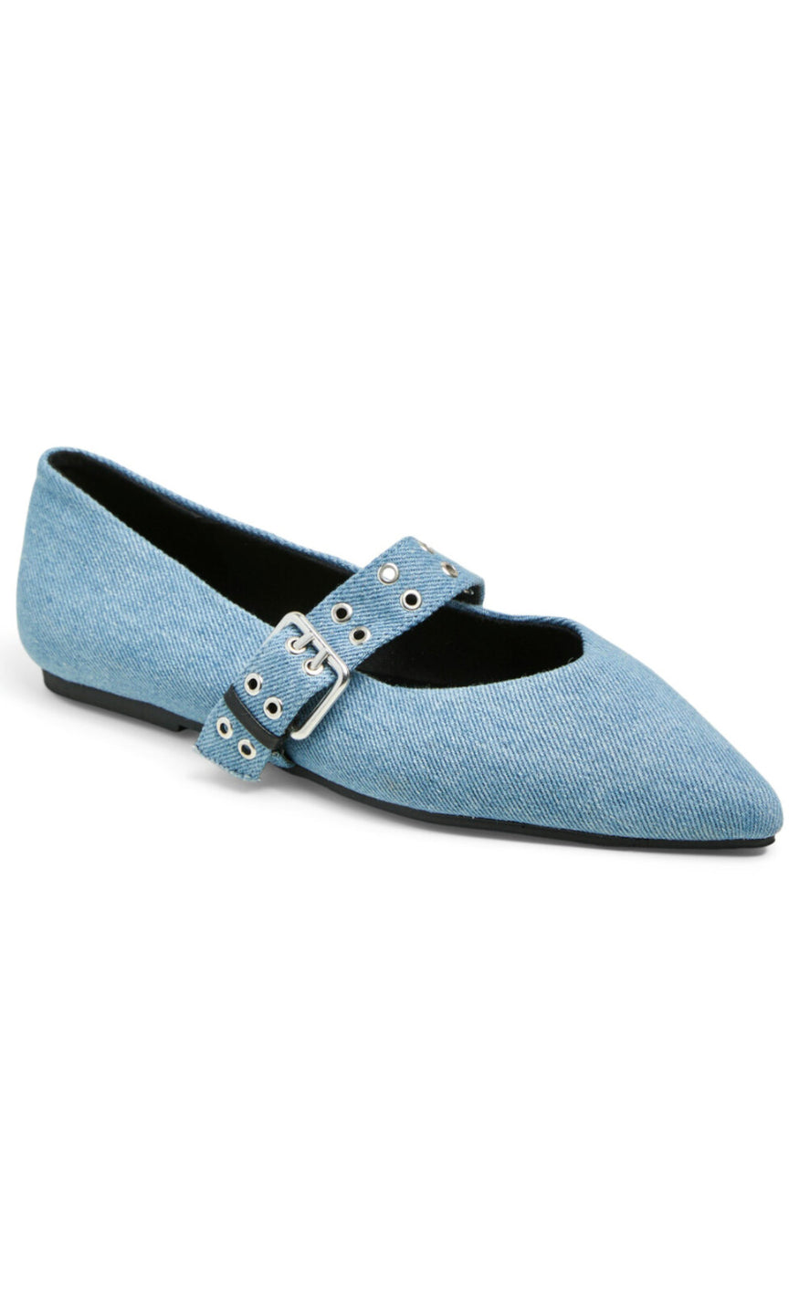 Pieces Ballerina - Saga Buckle - Medium Blue Denim Hot på udsalg