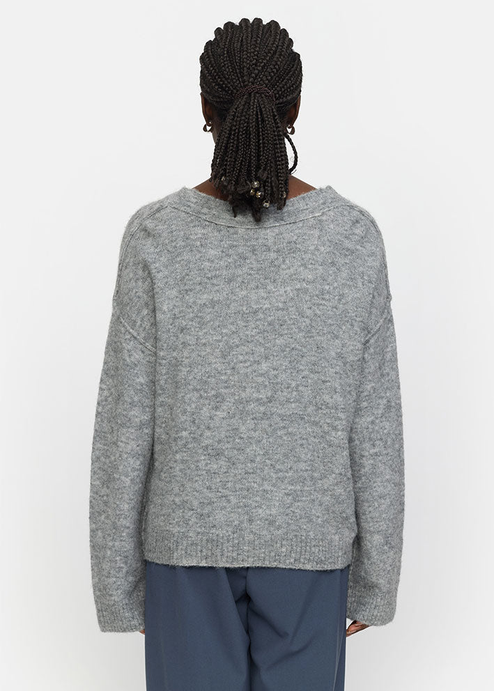 Soft Rebels Allison V-neck Knit SR524-213 Medium Grey Melange