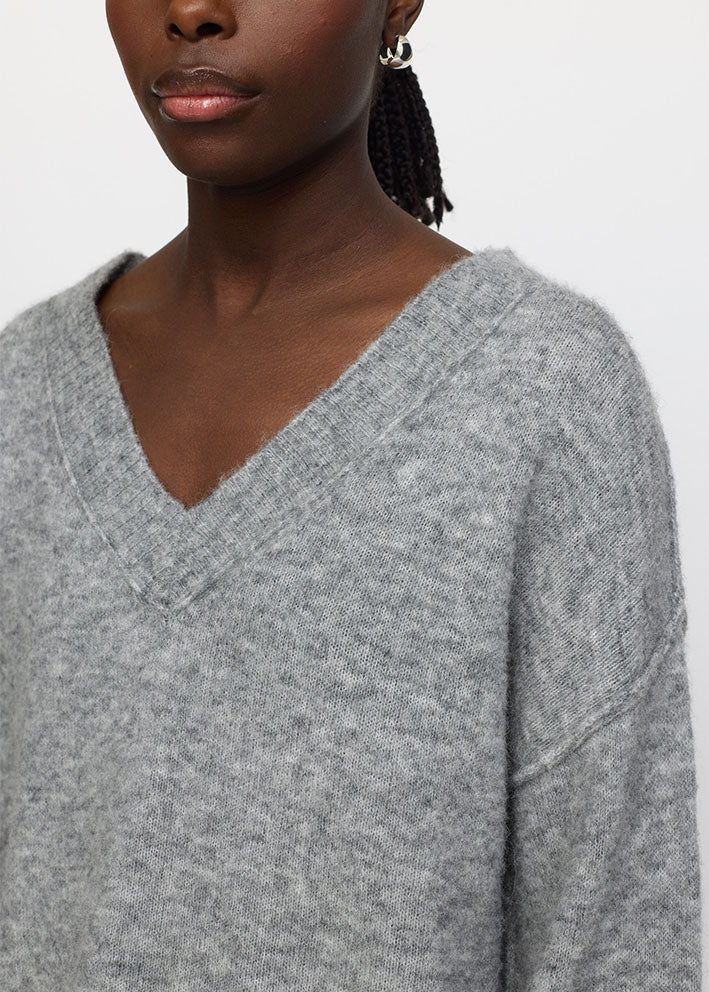 Soft Rebels Allison V-neck Knit SR524-213 Medium Grey Melange