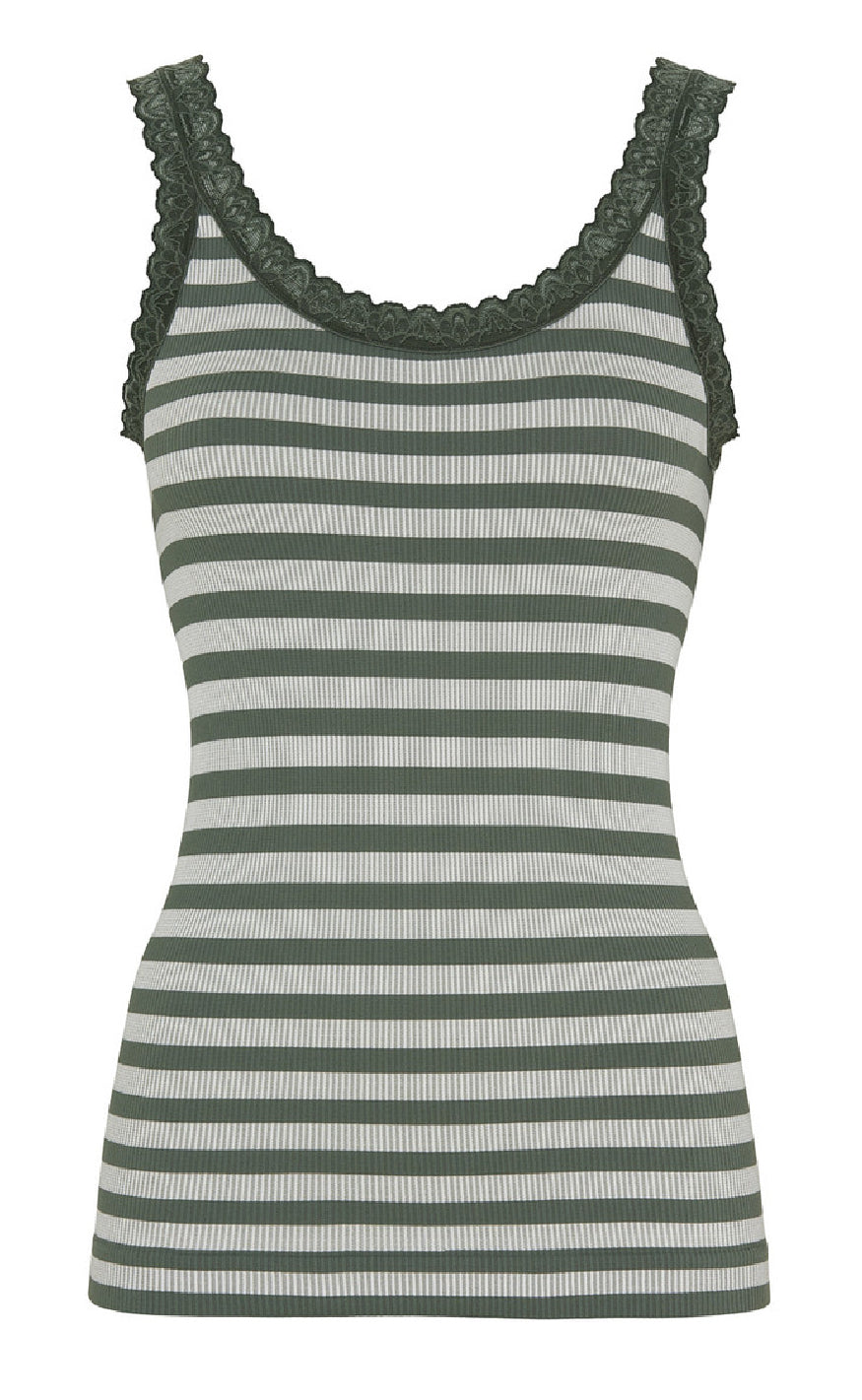 Tim & Simonsen Top - Isa Rib - Oliva/Bianco Online Hot Salg