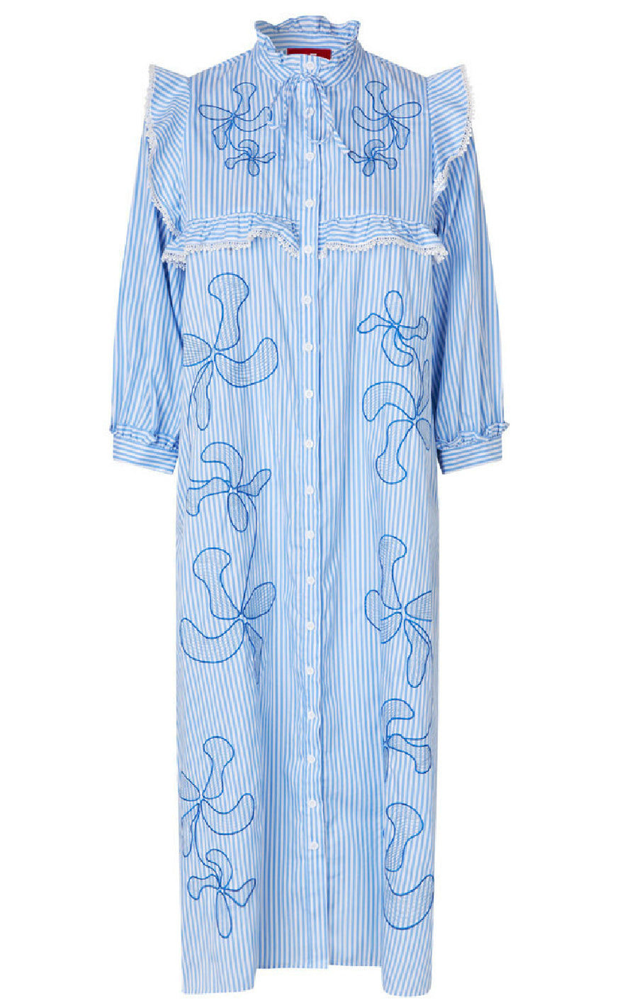 Cras Kjole - Cody - White Blue Stripe Online nu