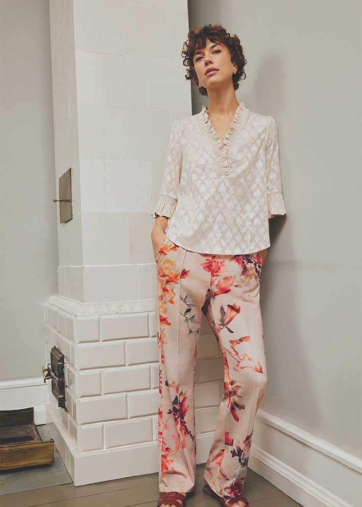 Gustav Marisa jersey pants 57000 Sand w. Rose Print Online nu