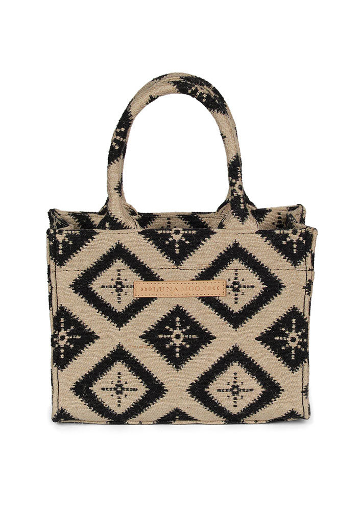 Luna Moon Rue Rivoli Small Tote - Jute/Black