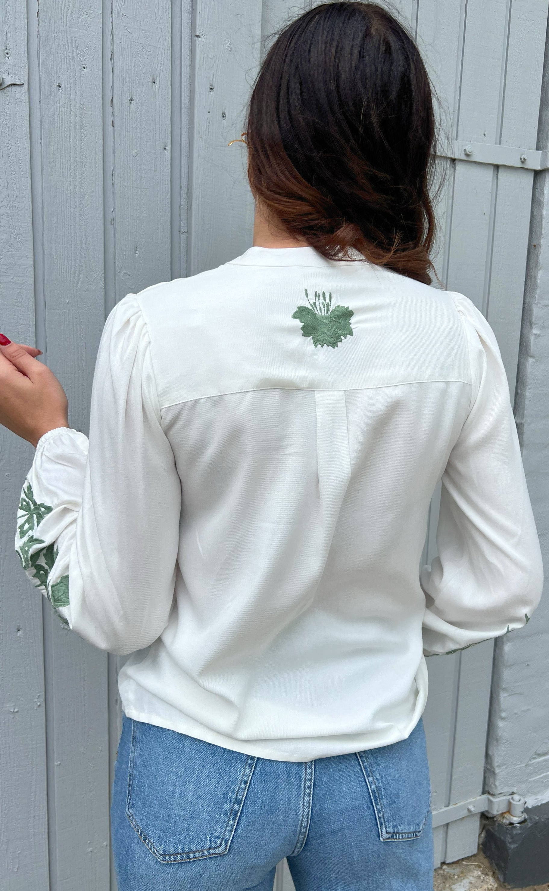 Say INA Copenhagen Bluse - Molly - Off White w. Green