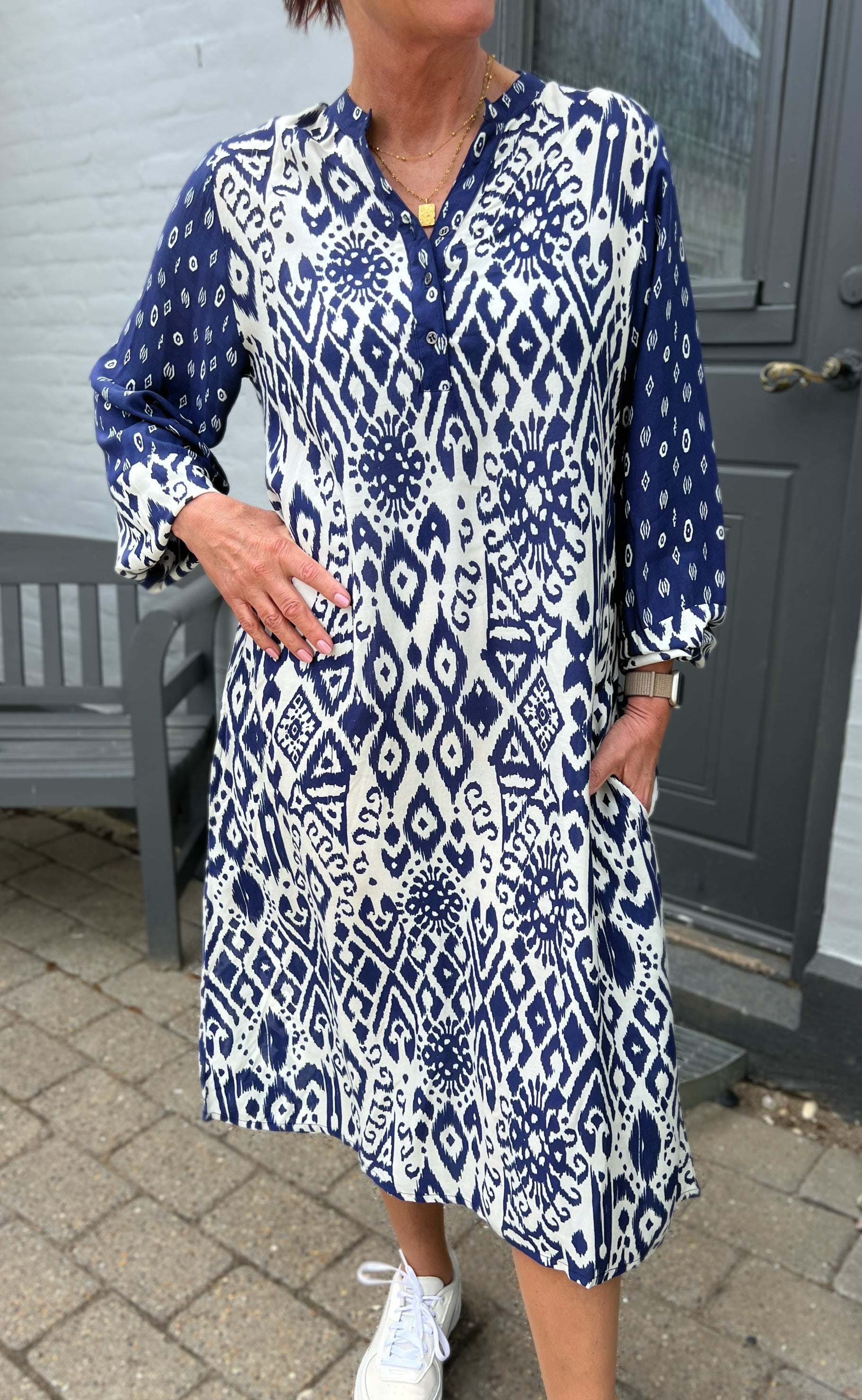 Say INA Copenhagen Kjole - Helena - Creme / Blue Online salg