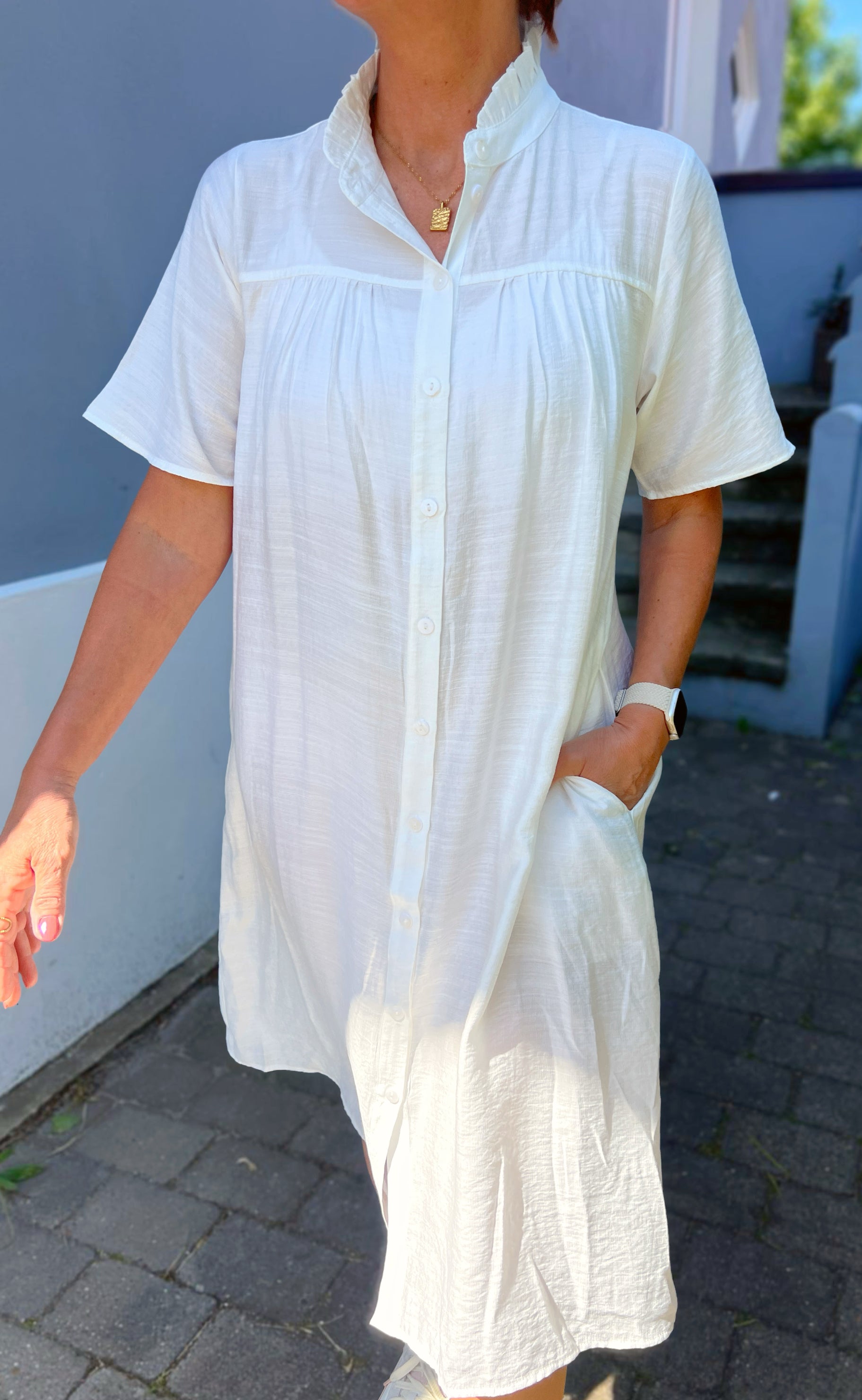 Say INA Copenhagen Kjole - Milly - White W. Pink Bows på udsalg