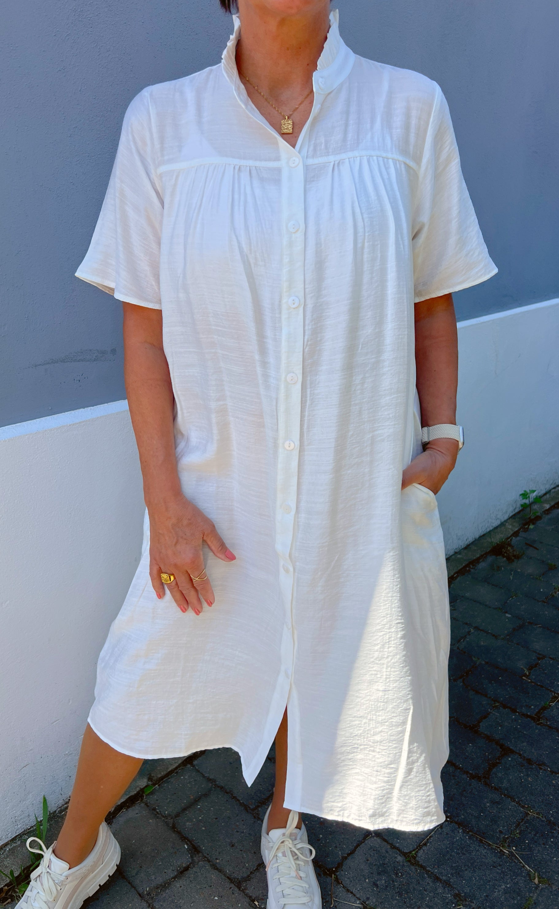 Say INA Copenhagen Kjole - Milly - White W. Pink Bows på udsalg