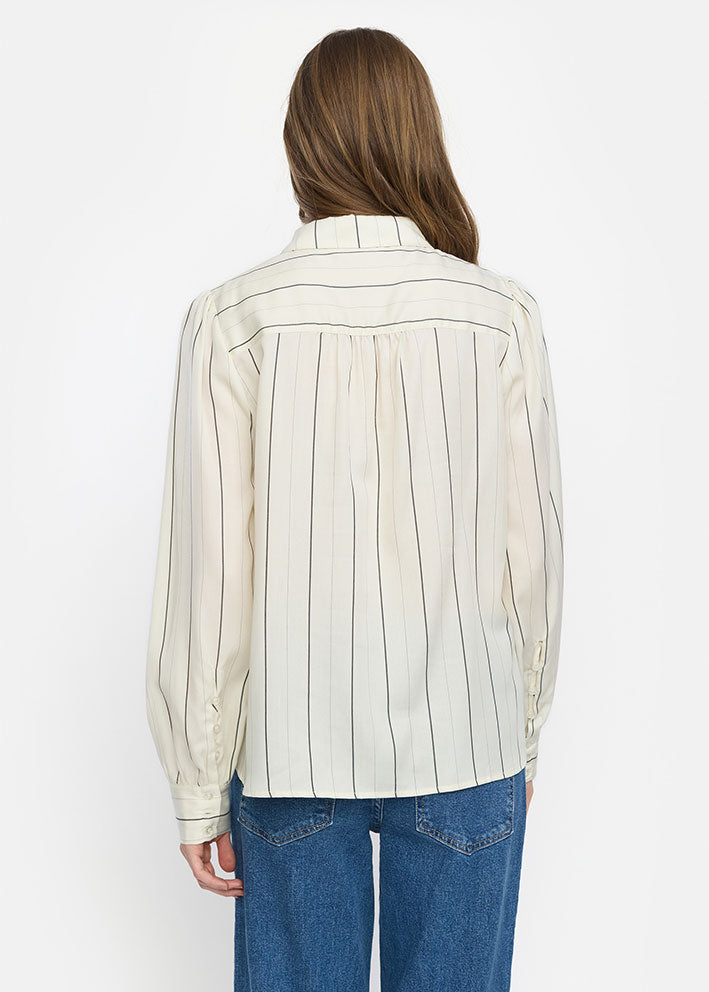Soft Rebels Paisley Shirt SR624-700 Stripes Black and Arctic Wolf