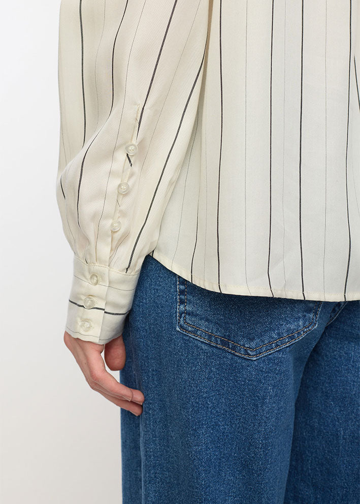 Soft Rebels Paisley Shirt SR624-700 Stripes Black and Arctic Wolf