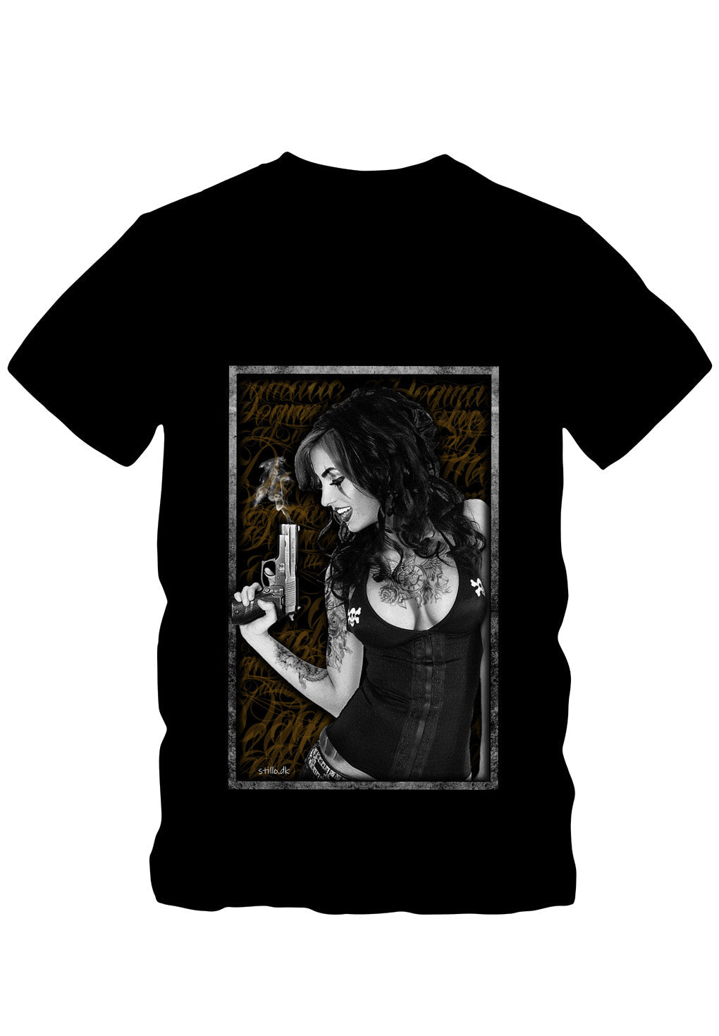 Stillo Lady with Gun T-shirt Online salg