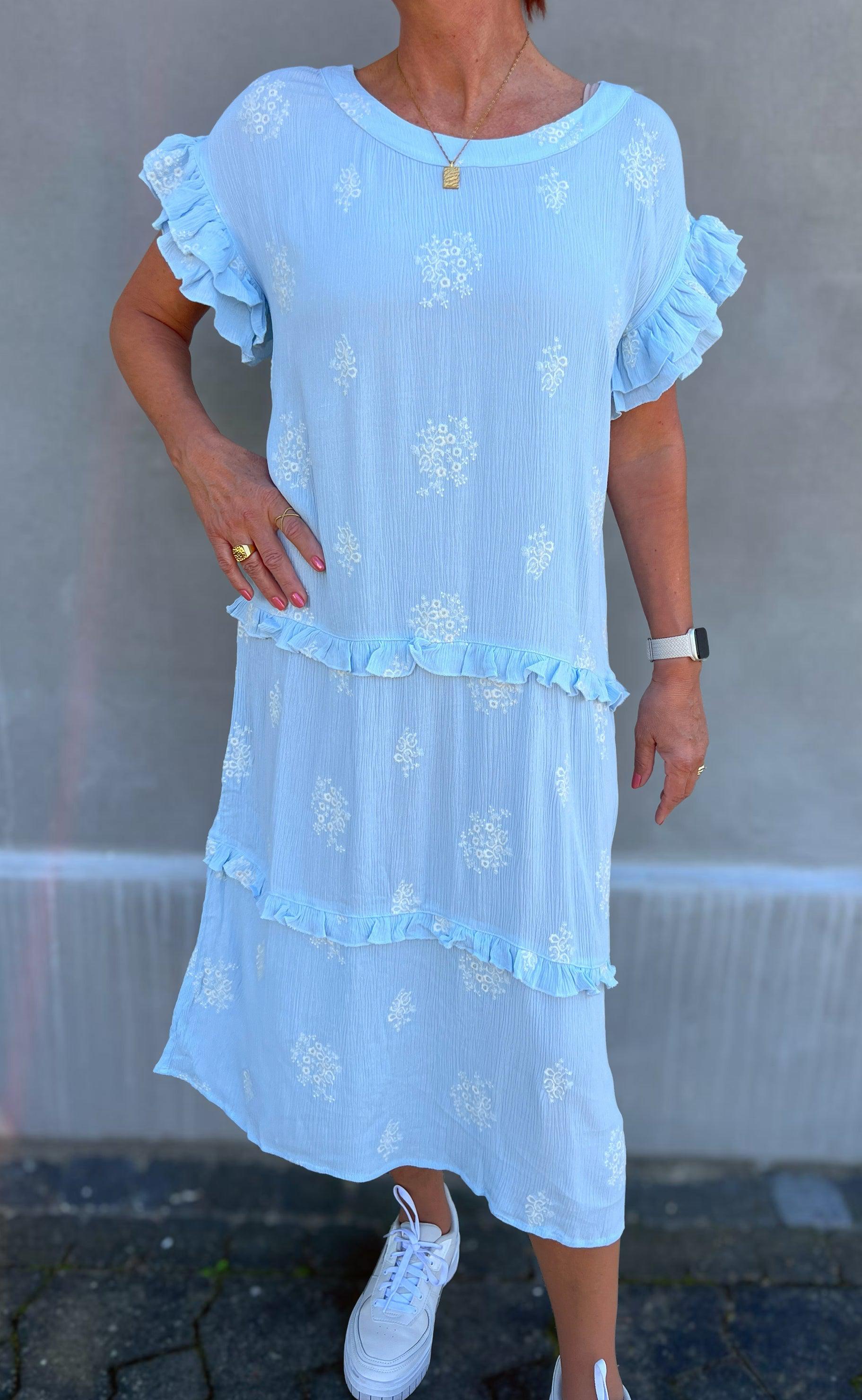 Ina Copenhagen Kjole - Dalila - Light Blue / White Embroidery