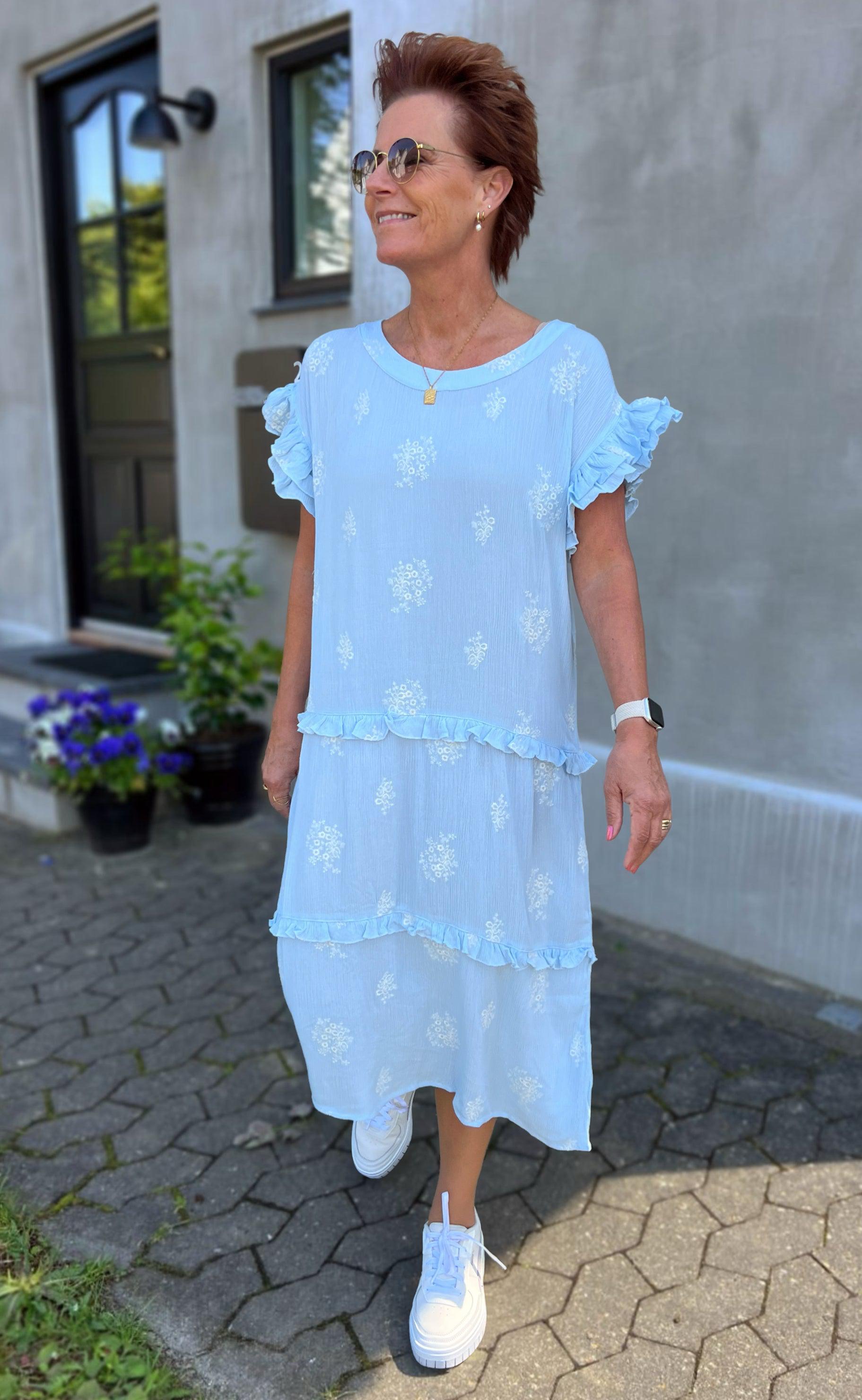 Ina Copenhagen Kjole - Dalila - Light Blue / White Embroidery