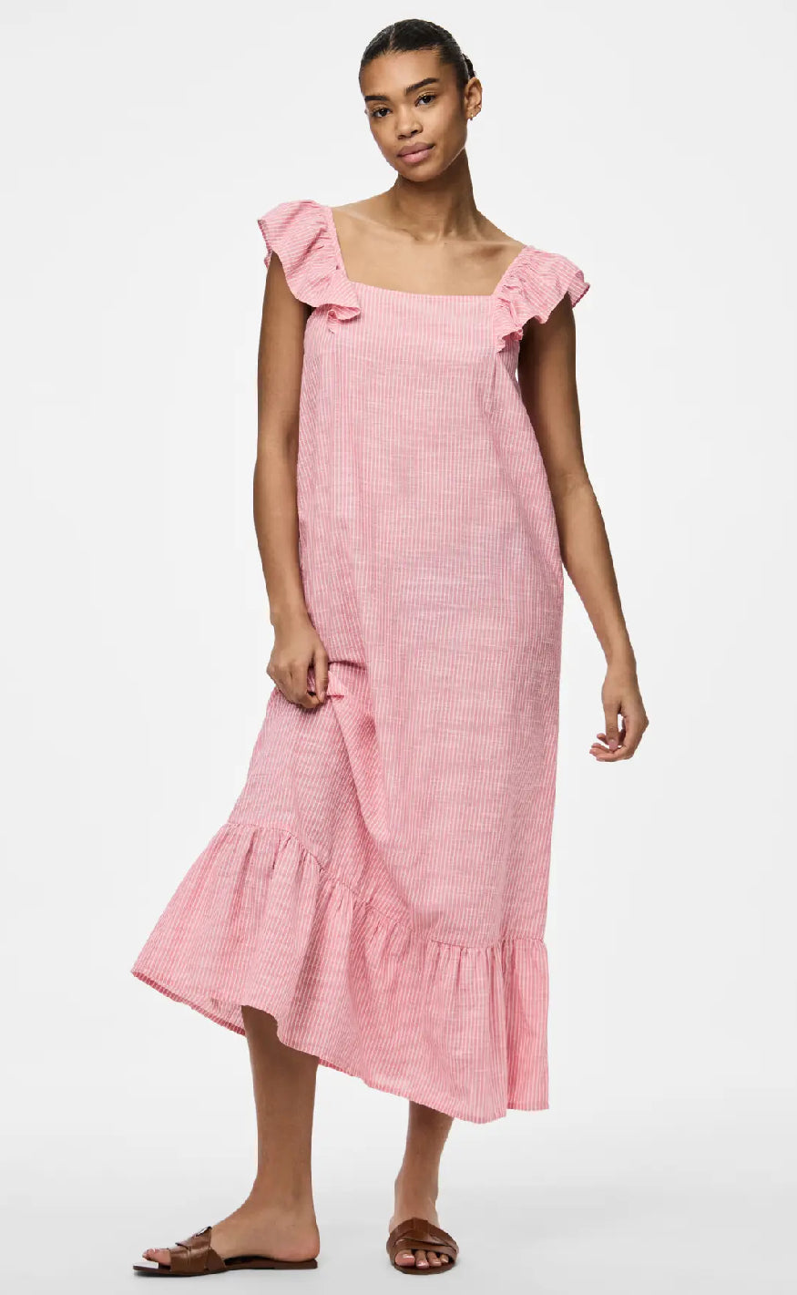 Pieces Kjole - Apia - Pink Lemonade/Bright White