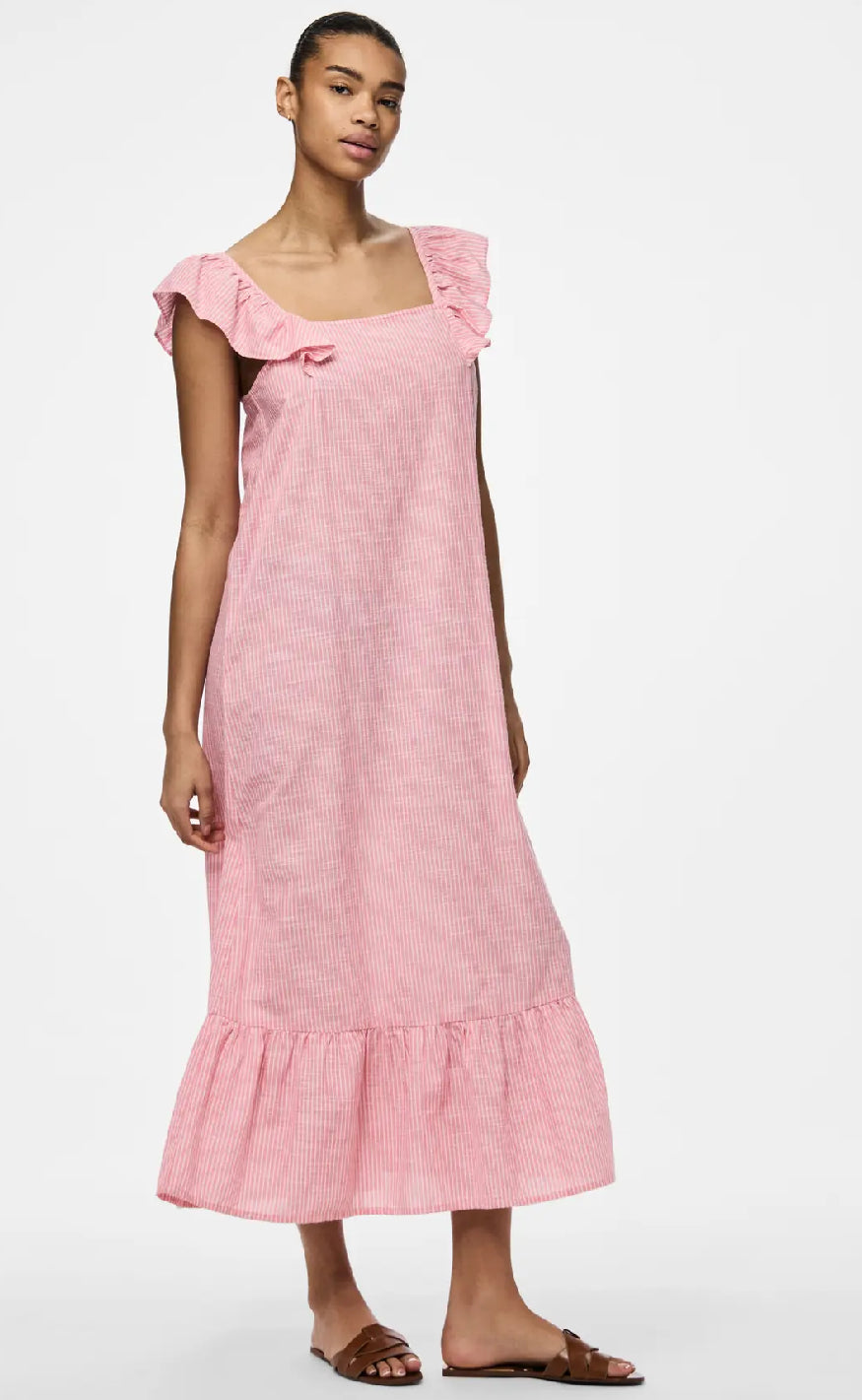 Pieces Kjole - Apia - Pink Lemonade/Bright White