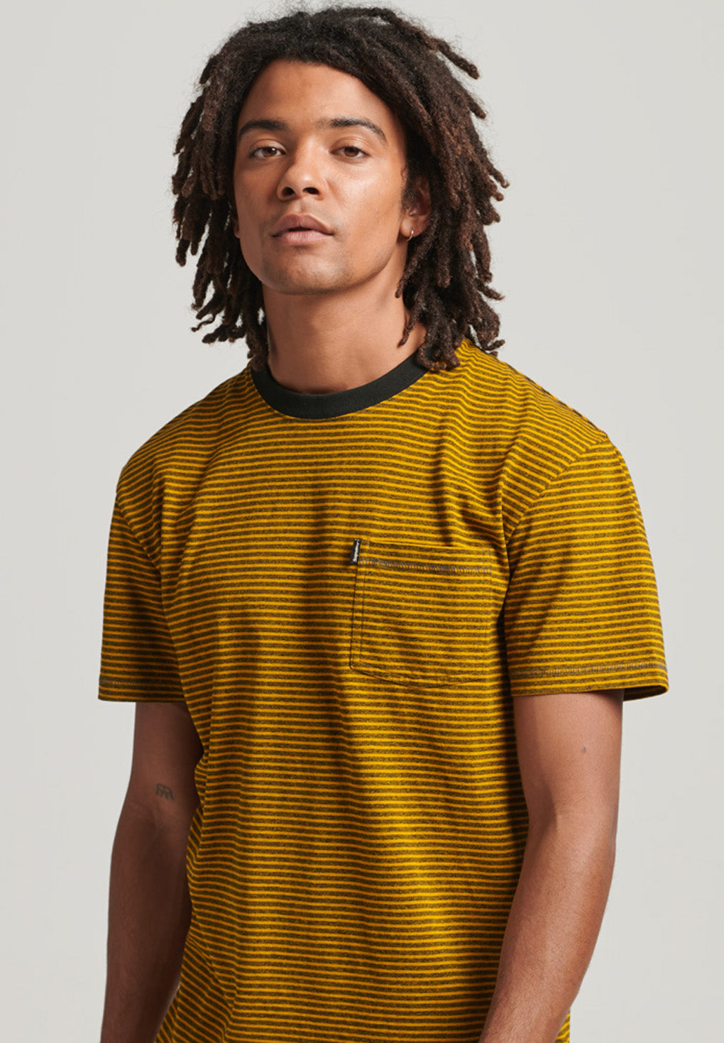 Superdry Organic Cotton Stripe Pocket T-Shirt Online Hot Salg