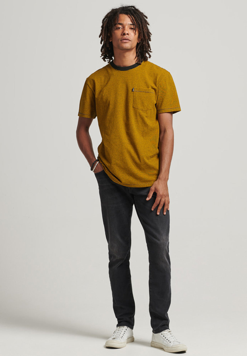 Superdry Organic Cotton Stripe Pocket T-Shirt Online Hot Salg
