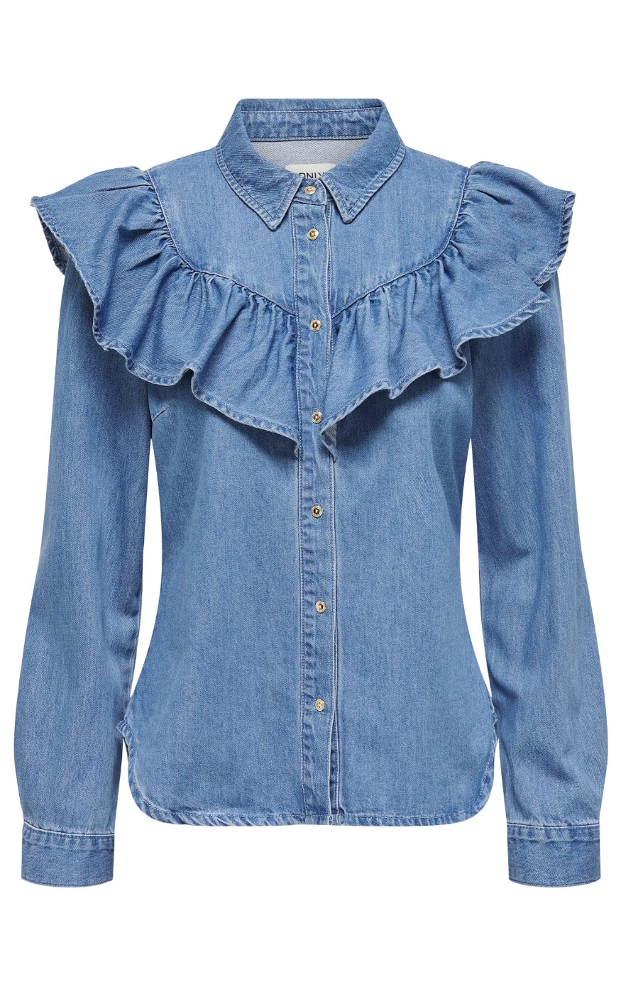 ONLY Bluse - Indigo - Medium Blue Denim