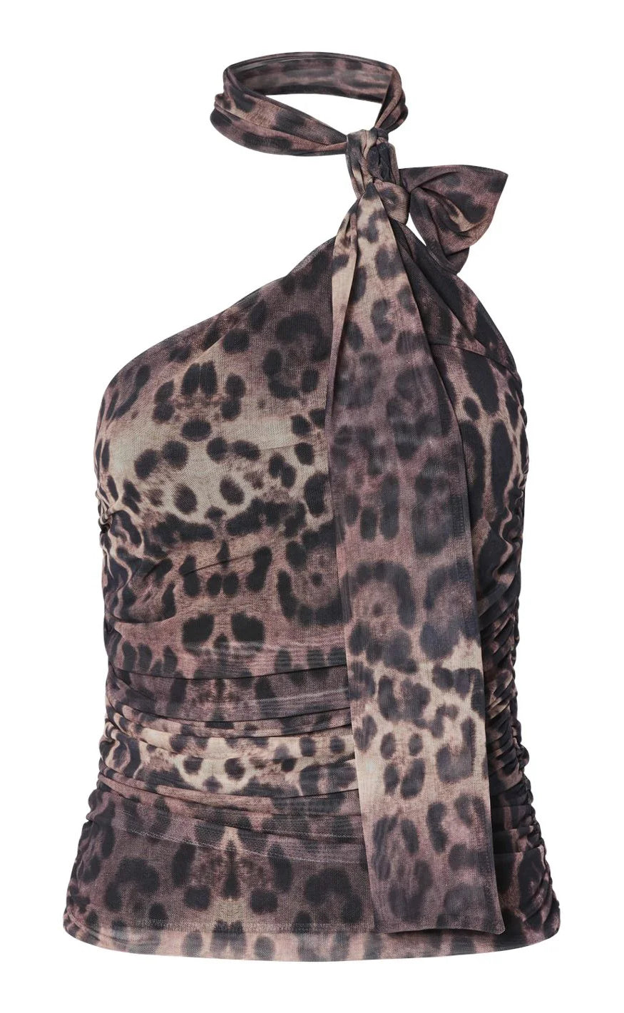 Pieces Top - Nalle - Black/Leo Online Hot Salg