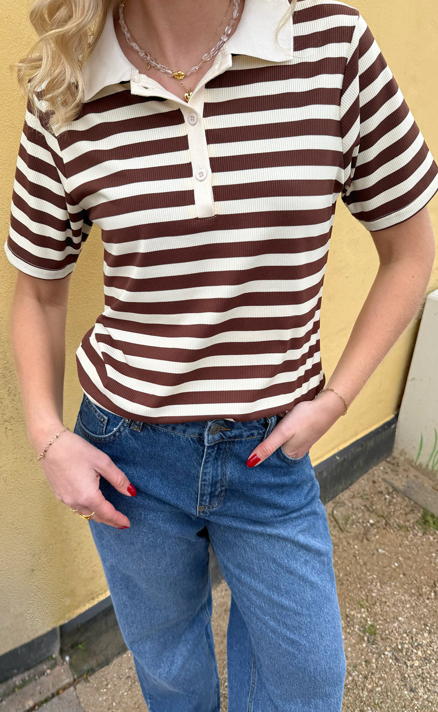Say INA Copenhagen Polo T-Shirt - Pamela Summer - Brown Striped