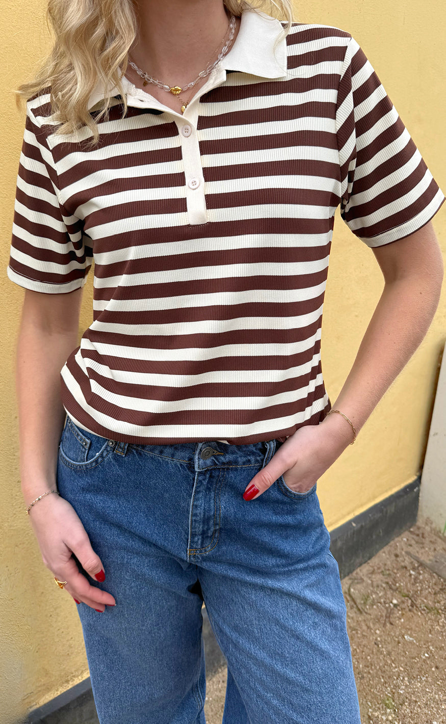 Say INA Copenhagen Polo T-Shirt - Pamela Summer - Brown Striped