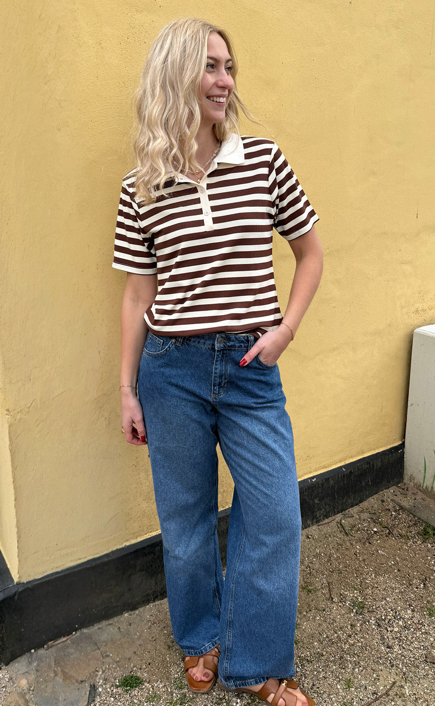 Say INA Copenhagen Polo T-Shirt - Pamela Summer - Brown Striped