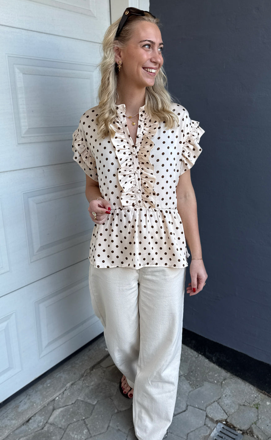 Say INA Copenhagen Top - Freya - Beige Dots