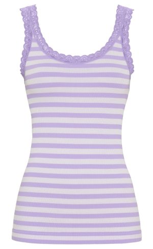 Tim & Simonsen Top - Isa Rib - Lavanda/Bianco